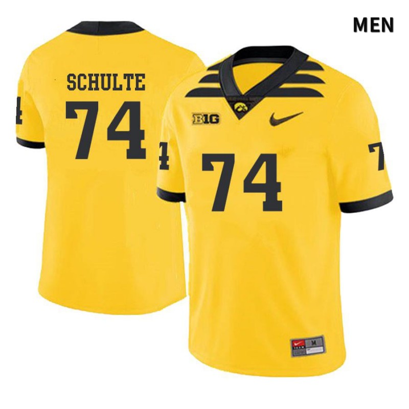 Men's Iowa Hawkeyes NCAA #74 Austin Schulte Yellow Authentic Nike Alumni Stitched College Football Jersey OK34D44WB